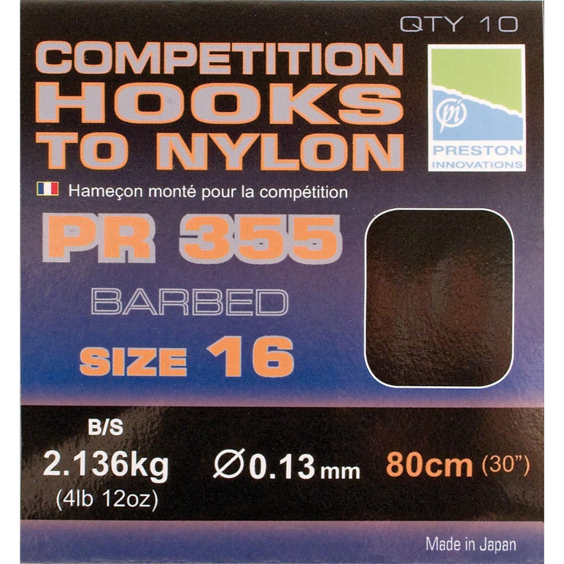 Monterade krokar Preston Competition 355 Hooks To Nylon Size 16