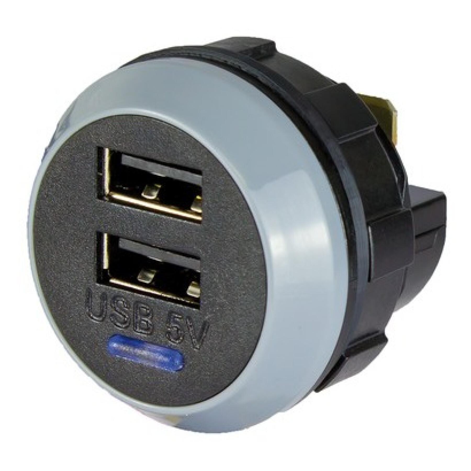 USB-laddare med dubbla utgångar 2 x 1,5a Alfatronix