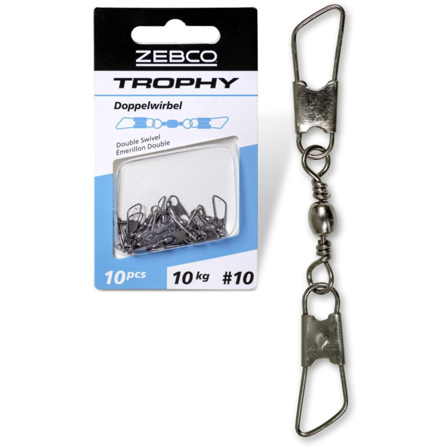 Förpackning med 10 dubbla svivlar Zebco Trophy
