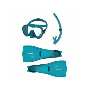 Dykutrustning: fenor + mask med enkelglas + snorkel Beuchat Atoll - Spy