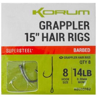 Köttätande krok Korum Grappler Hair Rigs 15 Barbed 8 x5